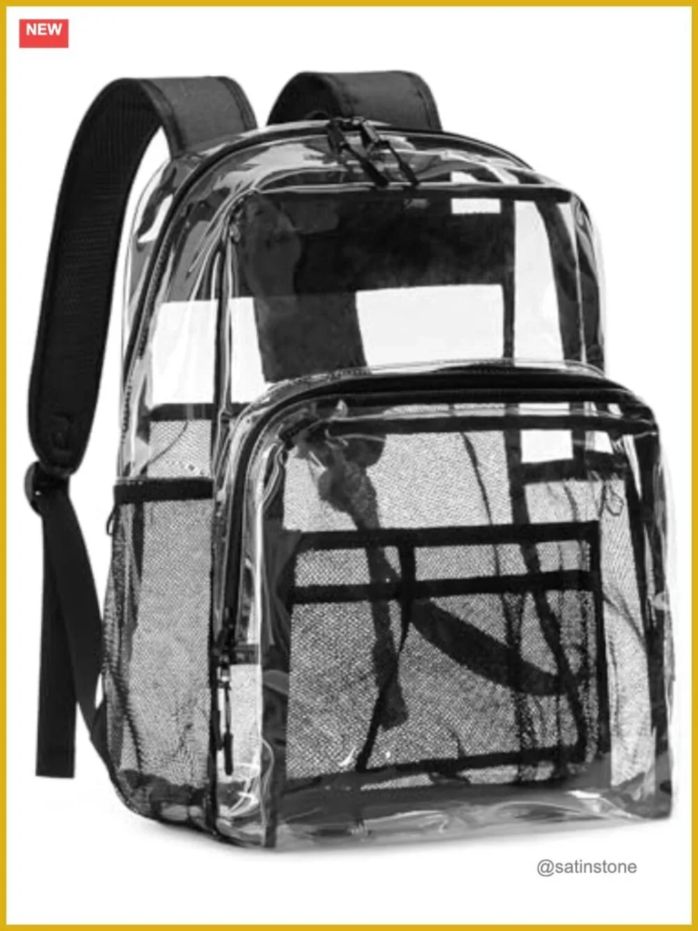 Heavy Duty 17 Inch Clear TPU Backpack with Multiple Pockets for School Work